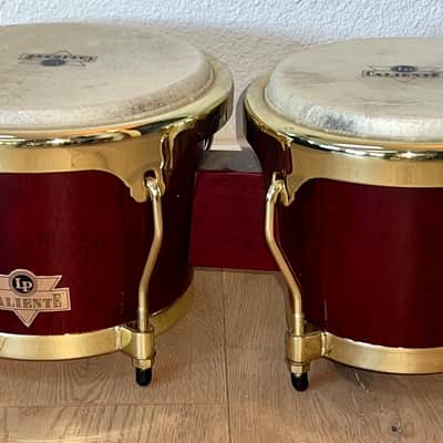 "NICE" LP Caliente Bongo Set Wine Red with Gold Hardware, Sound Great ! image 1