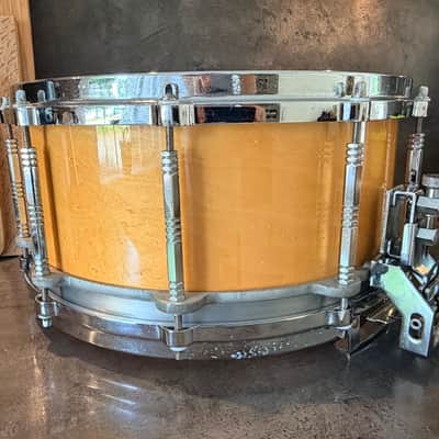 Pearl G-914D Freefloater snare 14x6.5” 1983-1987 - Natural maple lacquer image 8