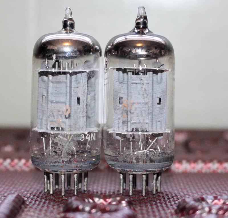 RCA 5963 12AU7 TIGHT MATCH PAIR LONG PLATE HALO GETTER TEST NOS+ VINTAGE 1960's image 1