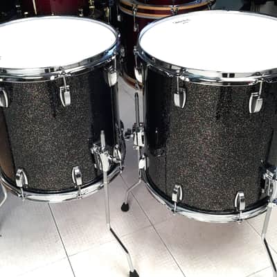 Used Ludwig Classic Maple 5pc Drum Set Black Galaxy Sparkle image 3