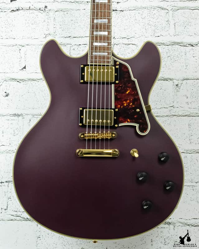 D'Angelico Deluxe Series Limited Edition DC Non F-Hole "One Off" Matte Plum w/ OHSC image 1