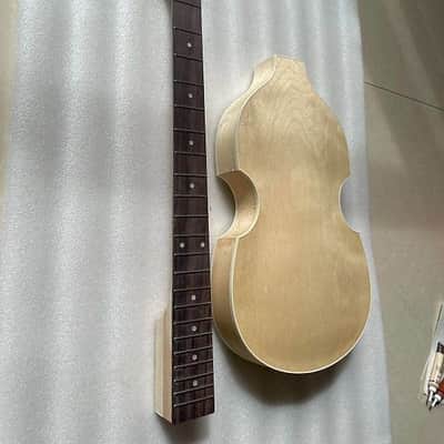DIY Project 4 String Violin Bass Tiger Maple Top Body with Neck, Rosewood Fingerboard image 3