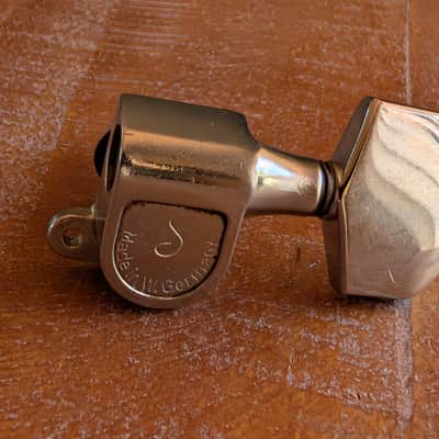 Schaller Tuning Peg Single Tab Large Button DAE Side Vintage 1970s Nickel image 1