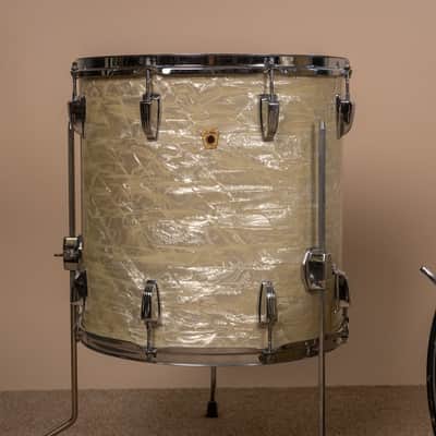 1960s Ludwig Rock Duo White Marine Pearl Drum Set image 2