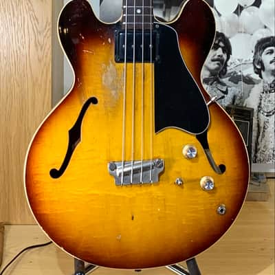 1959 Gibson EB-2 Bass, Sunburst, w/Banjo Tuners & Baritone Switch & hand written artist provenance & Case image 3