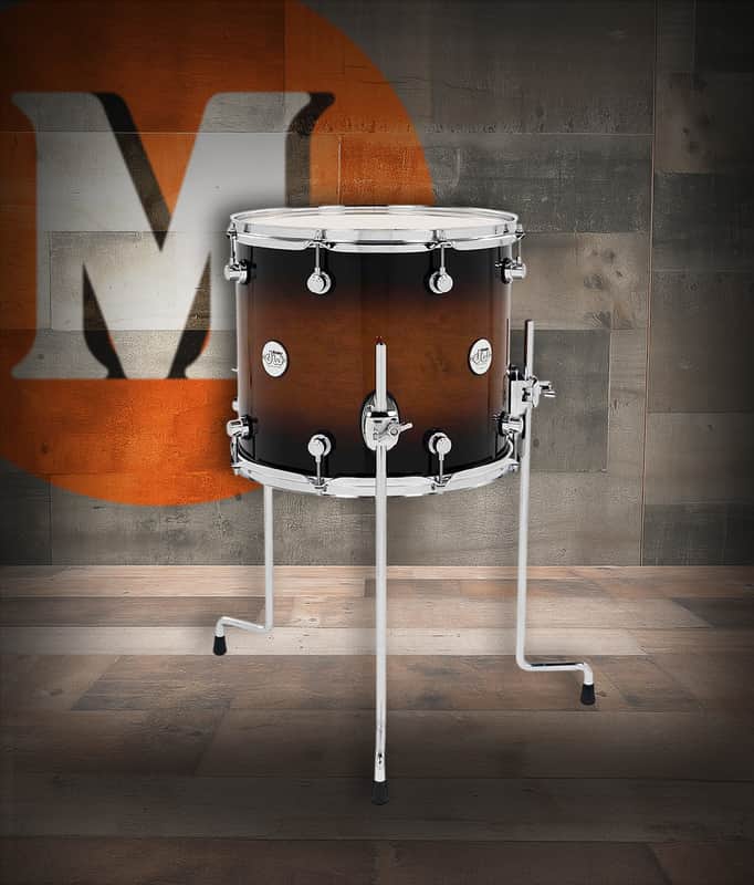 DW Design Series Maple Floor Tom, 12x14 - Tobacco Burst Gloss Lacquer w/Chrome Hardware (DDLG1214TTTB) image 1