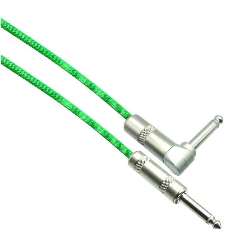 NEON GREEN Designer Series Guitar Cables - 1/4" Straight to Right Angle - 6 ft. / STRAIGHT to RIGHT ANGLE image 1
