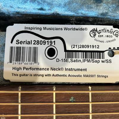 Martin D15E Satin Mahogany/ Sapele #2809191 4lbs. 12.1oz image 6