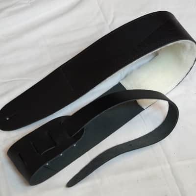 DEAN Sheepskin Black Leather GUITAR Strap NEW - Logo - 2.5" wide image 1
