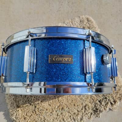 Vintage MIJ Tempro 14x5.5" Snare Drum - Blue Sparkle (168-24) image 9