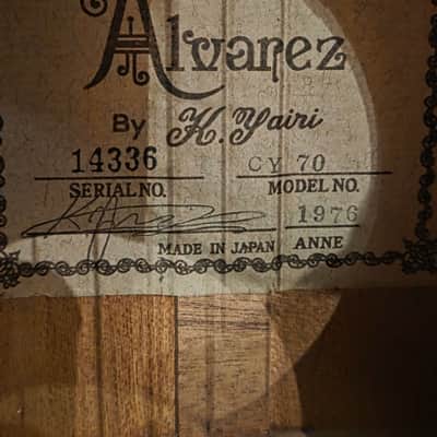 Alvarez CY70 Yairi Classical Nylon Acoustic Natural image 6