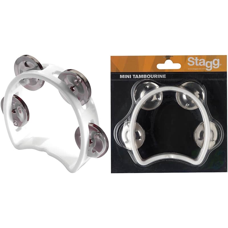 Stagg 4-Jingle Cutaway Tambourine Regular White image 1