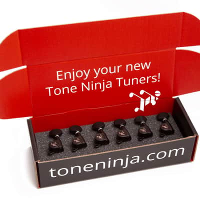Genuine Tone Ninja Tuners, 6 Inline Staggered, Left Handed, Black image 1