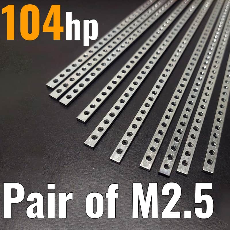 2 x 104hp / M2.5 (2.5 mm) Eurorack Threaded Nut Strips (Pair) image 1
