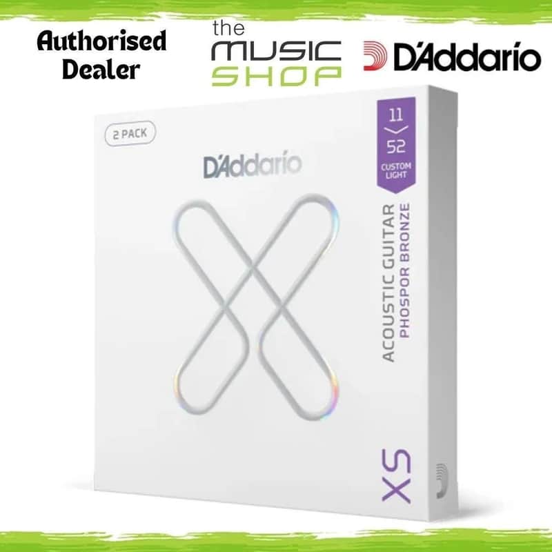 2 Pack, D'Addario XS 11-52 Coated Phos Bz Acoustic Guitar Strings - XSAPB1152-2P image 1