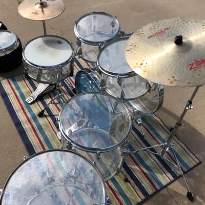 7 piece Vintage Zickos Clear Acrylic Drum Set  w/ matching Snare image 13