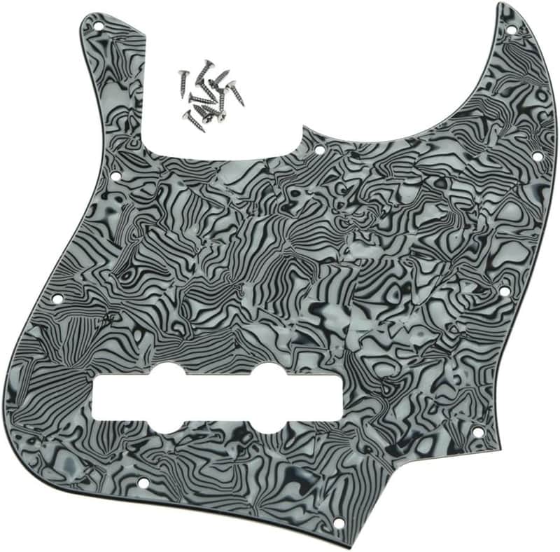 4 String J Bass Style Pickguard Bass Pick Guard Scratch Plate for USA/Mexico Jazz J Bass Black/White Shell image 1