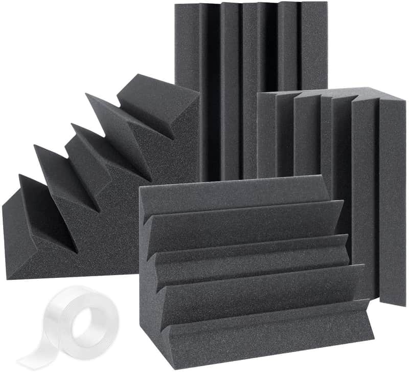Upgraded High Density 30 kg/m^3 Bass Traps Acoustic Foam + Double Side Adhesive Tape 12" X 7" X 7" image 1