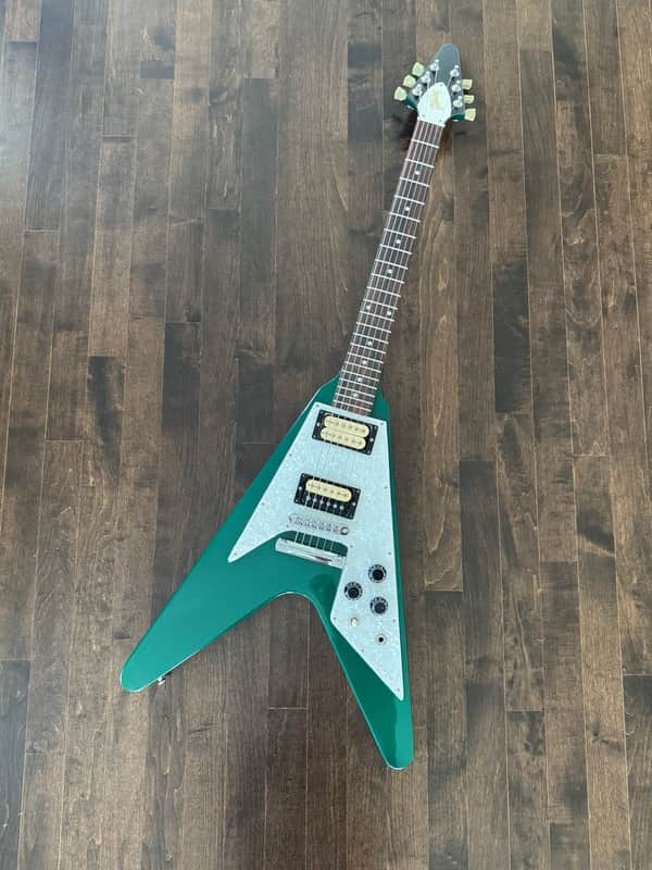 Gibson Flying V 2009 - Green sparkle image 1