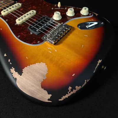 Vintage V6HMRSB HSS Icon Aged Relic Electric Guitar Gloss Sunburst image 12