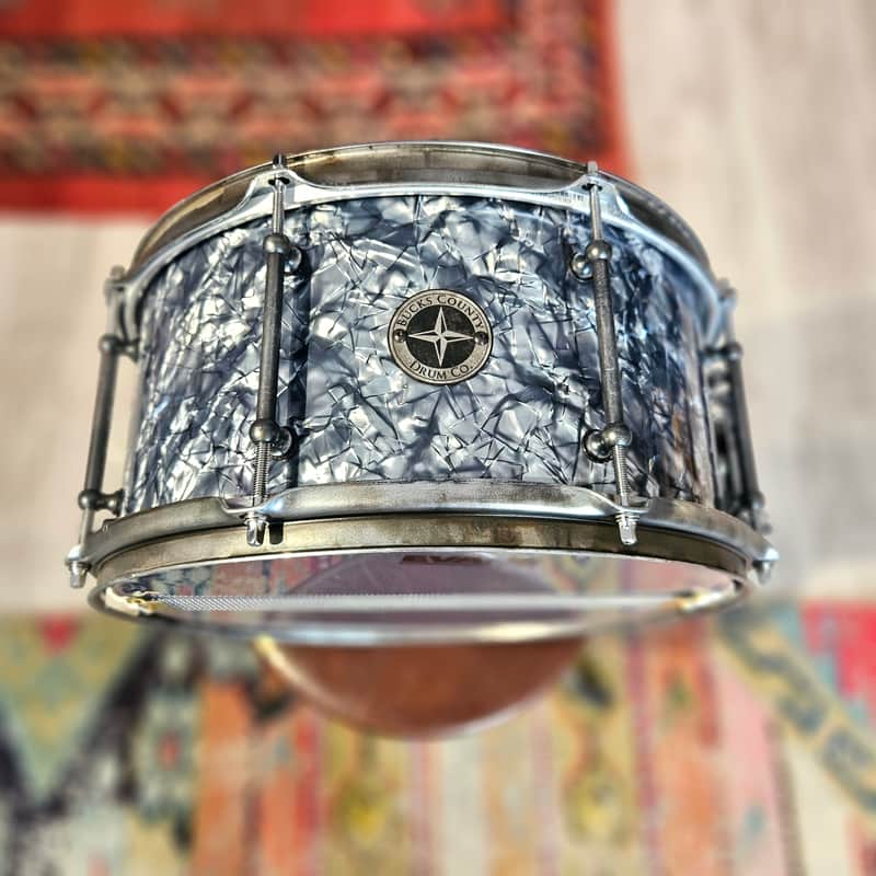 Bucks County Drum Co. 14x7" Relic Series Mahogany Snare in Charcoal Pearl image 1