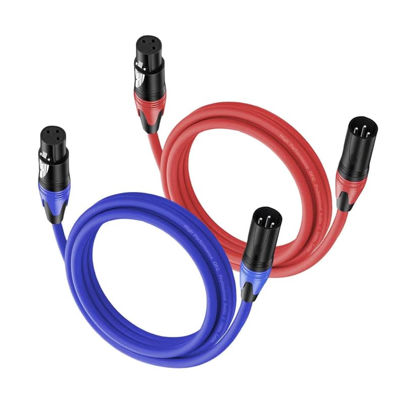 XLR Cables 10 FT 2 Pack, Premium Balanced Microphone Cable with 3-Pin XLR Male to Female Mic Speaker Cable,Professional Balanced Microphone Lead, Extension Mic Cable Cord (Blue, Red) image 1