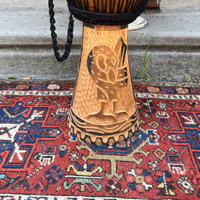 Vintage African Hand Carved Wood Djembe Hand Drum 22” image 4