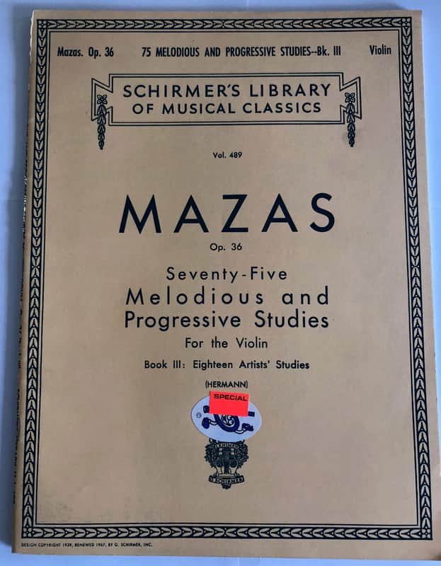 Mazas Op. 36 Vol. 489 Melodious Progressive Studies Violin Book 3 Music Book image 1