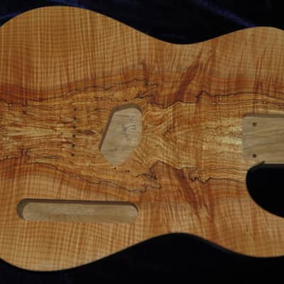 Figured Spalt Maple Top / Butternut Wood Tele Style Body Esquire 4lbs 1oz  #3677 UPS IMPORT CHARGES INCLUDED image 2