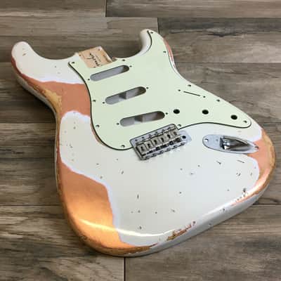 Made to Order - FRANCHIN Mercury guitar body Relic Aged Nitro Lacquer OVER METALLIC LEAF (Sunburst/ Black/ White/ Blue/ Green/ Yellow/ Red/ Pink/ Burgundy/ Purple/ Gold/ Silver/ Copper, etc.) Basswood Poplar Stratocaster-Strat-S-Style Made in Italy image 14