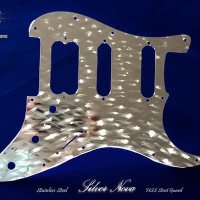 Silver Nova Stainless Steel Pickguard for Fender Stratocaster HSS Pro Steel Chrome Metal Strat Guard image 9
