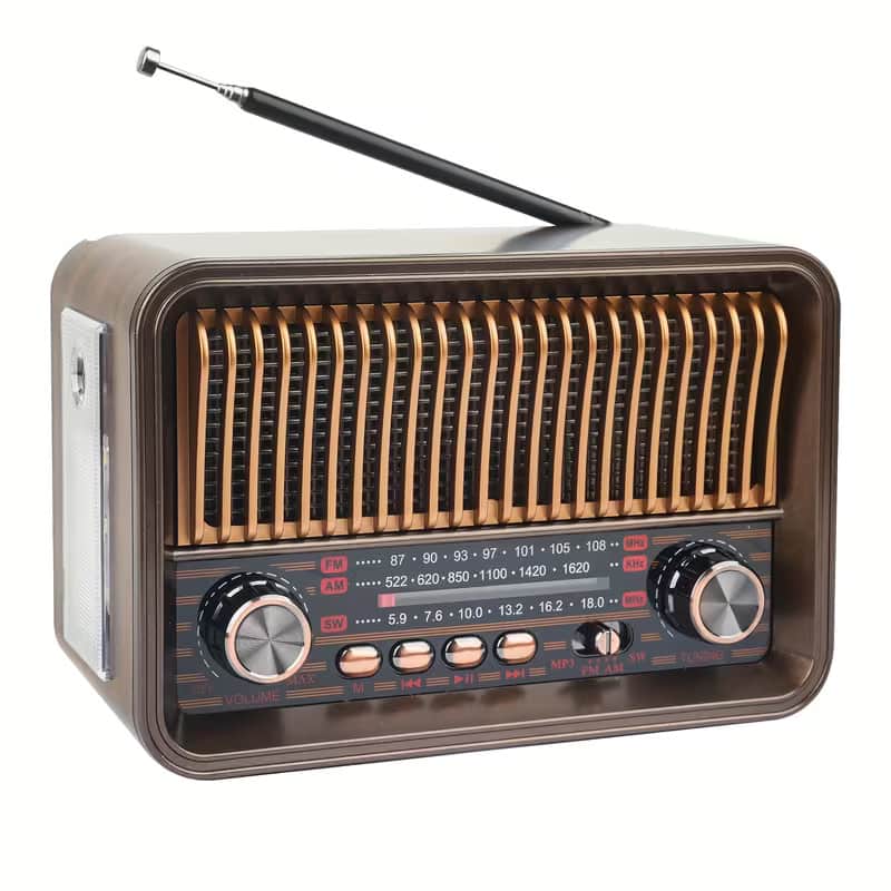 Classic Retro Bluetooth Radio Speaker – AM/FM Vintage-Style Portable Speaker with USB, TF Card & Flashlight image 1