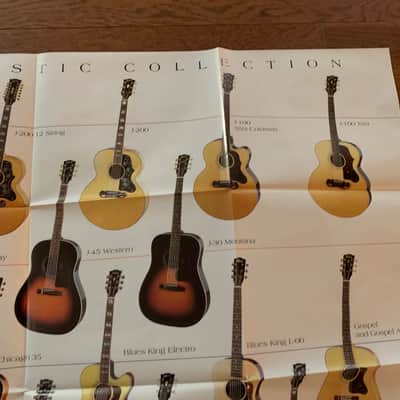 Gibson Fold Out Brochure B.B King Poster 90’s J-200 100 Xtra 30 45 chicago 35 SJ 30 Blues King Electro L-00 image 3