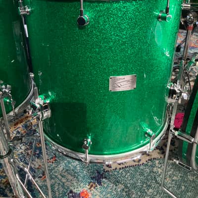 Frankie Banali's Quiet Riot, Canopus 4-Piece Set, 26", 18", 16", 14" , 6.5x14 Brass Snare. 2010 - Green Sparkle, Bonham Sizes! With Hardware and Frankie's Stick Bag! image 21
