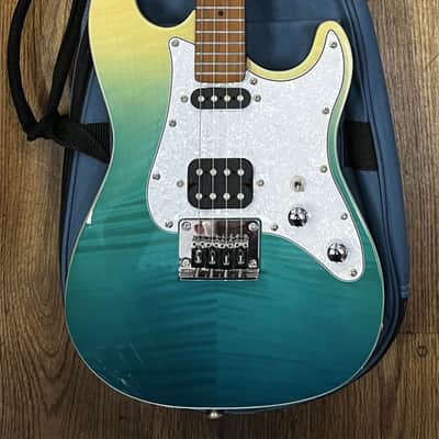 FLIGHT PATHFINDER SOLID BODY TENOR ELECTRIC UKULELE TRANSPARENT BLUE (USED) image 2