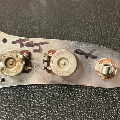 Lefty Vintage 1979 Fender Mustang Guitar Control Plate Pots Jack Harness image 2