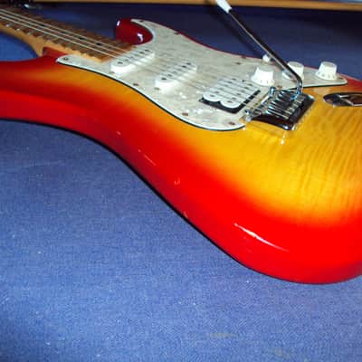 Scalloped Harley Benton ST redburst used HSS playing ala Yngwie,Ritchie&Co! image 6