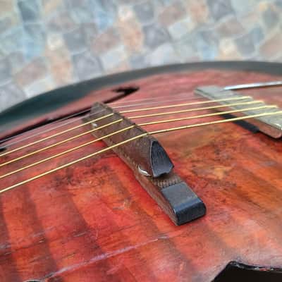 Vintage Harmony? acoustic Hollow arched top body guitar with F holes image 7