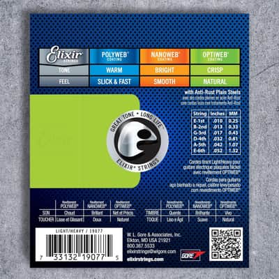 Elixir Strings 19077 Electric Guitar With Optiweb Coating, Light/Heavy (.010-.052) image 2