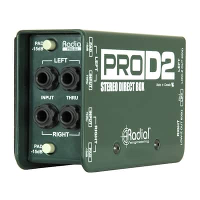 Radial ProD2 Passive 2 Channel Instrument Direct Box Passive Stereo DI with Isolation Transformer, 15dB Pad and Lift Switch with Microphone Cable and Instrument Cable image 5