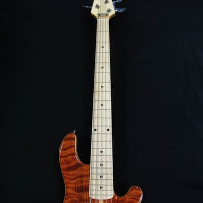 Lakland USA 55-94 Custom Deluxe Flame Redwood 5 String Bass #7565 image 4