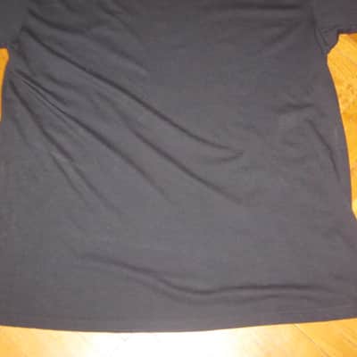 lightly worn genuine Gibson Firebird T-Shirt XL (X-Large), Black with Red Graphic, 60% Cotton / 40% Polyester - short sleeve GIBS-GA-FBBMXL (GA-FBBMXL) UPC # 711106533919, part of back neck area & right shoulder were re-stitched image 11