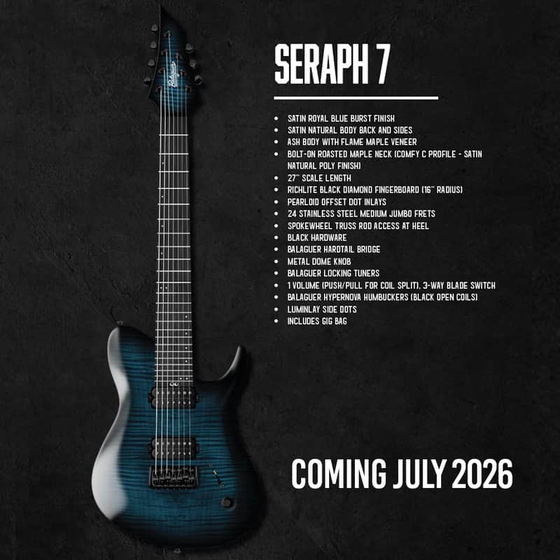 Balaguer Seraph 7 - 7 String Baritone Satin Royal Blue Burst image 1