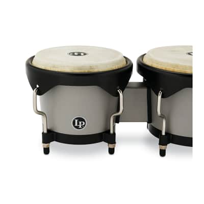 Latin Percussion 6 1/4-Inch and 7 1/4-Inch Bongos with Carrying Bag and Tuning Wrench (Slate Grey) image 4