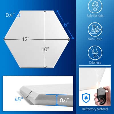 12 Pack Self-adhesive Sound Proof Foam Panels for Walls 12" X 10" X 0.4" - Hexagon Acoustic Panels with Fiber Optic Starlight, Stylish Soundproof Wall Panels Absorb Noise and Wall Decor White image 6