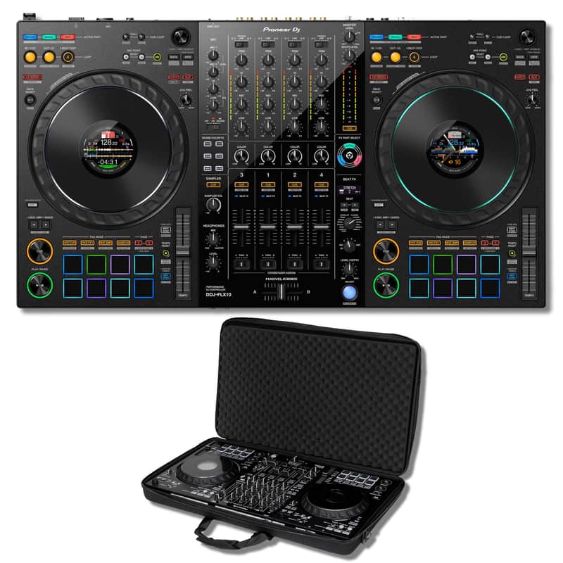 Pioneer DJ DDJ-FLX10 4-Deck DJ Controller with Headliner HL12007 Lightweight EVA Semi-Hard Case image 1