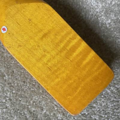 Yellow Tiger Maple Wood Guitar Strat Style Neck, 22 Frets image 13