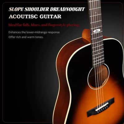 WINZZ AFM16-SD Slope Shoulder Dreadnought Solid Sitka Spruce Acoustic Guitar with Reinforced Carbon Fiber Neck image 3