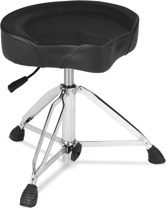 Drum Throne, Heavy Duty Drum Stool with 400LB Pounds Load Capacity, Motorcycle Saddle Drum Seat for Professional Adult Drummers Stage Stuido(Black) image 1