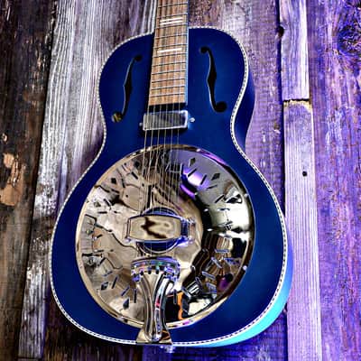 Recording King RPH-R2 Dirty 30s Single 0 Resonator - A/E - Matte Blue w/ Gig Bag image 20